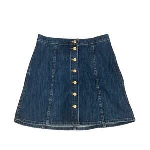 J. Crew Trademark Denim Blue A-Line Mini Skirt Size 30 Preppy Western Concert